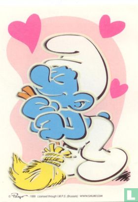 Verliefde Smurf op bezem - Afbeelding 1