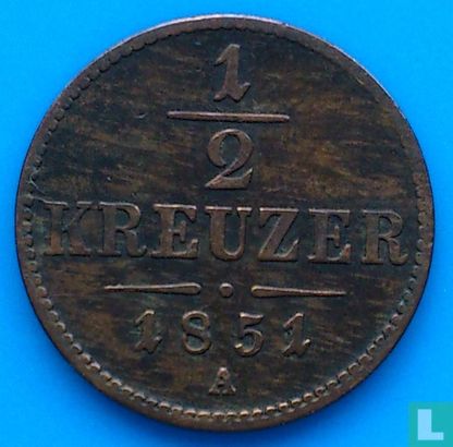 Autriche ½ kreuzer 1851 (A) - Image 1