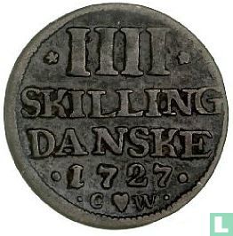Denemarken 4 skilling 1727 - Afbeelding 1