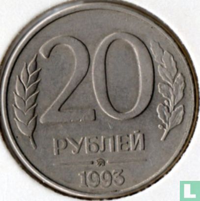 Russie 20 roubles 1993 (acier recouvert de cuivre-nickel) - Image 1