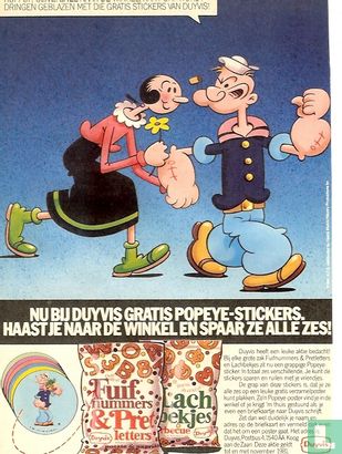 Nu bij Duyvis gratis Popeye stickers. Haast je naar de winkel en spaar ze alle zes!