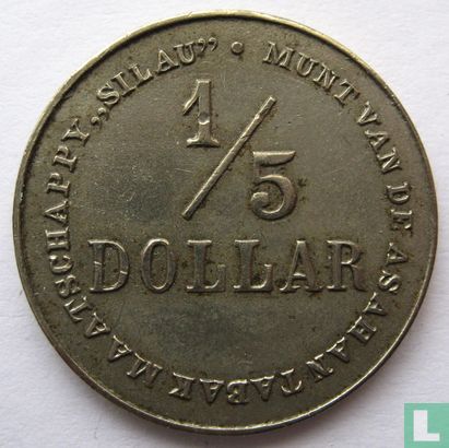 Nederlands-Indië 1/5 dollar 1902 Plantagegeld, Sumatra, Asahan Tabak maatschappij SILAU  - Image 1