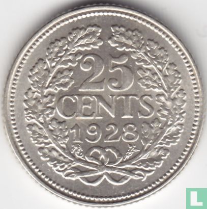 Nederland 25 cents 1928 - Afbeelding 1