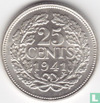 Pays-Bas 25 cents 1941 (type 1 - caducée) - Image 1