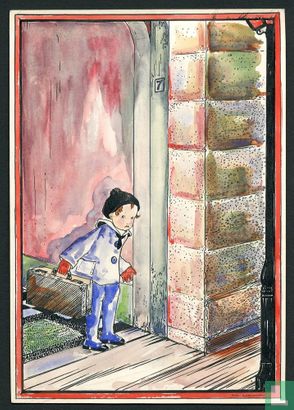 Cramer Rie 1887-1977-Originele tekening "Kleine Georg op reis"  voor kinderboekillustratie  - Afbeelding 1