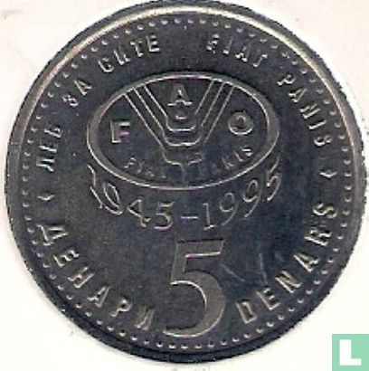 Macedonia 5 denari 1995 (copper-nickel-zinc) "FAO" - Image 2