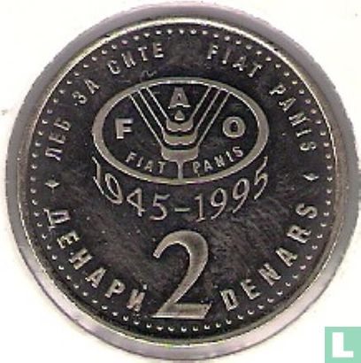 Mazedonien 2 Denar 1995 (Kupfer-Nickel-Zink) "FAO" - Bild 2