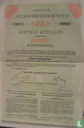 Magyar Jelzalog-Hitelbank Budapest, 10.000 kronen,4,5% obligatie, 1912