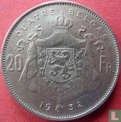 Belgium 20 francs 1932 (FRA - coin alignment) - Image 1