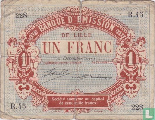 Banque d'emission de Lille - Un franc 1914 - Image 1
