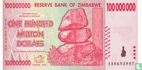 Zimbabwe 100 Million Dollars 2008 - Afbeelding 1