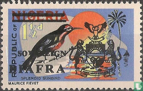 Opdruk Sovereign op postzegels van Nigeria