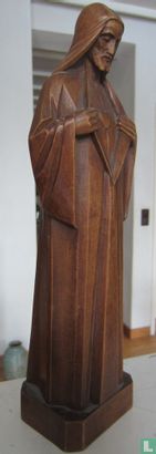 E. de Soil-Uit hout gesneden Art Deco-Jezus beeld - Afbeelding 2