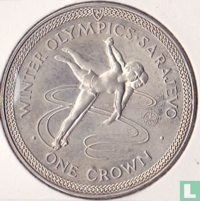 Isle of Man 1 crown 1984 (copper-nickel) "1984 Winter Olympics in Sarajevo - figure skating" - Image 2
