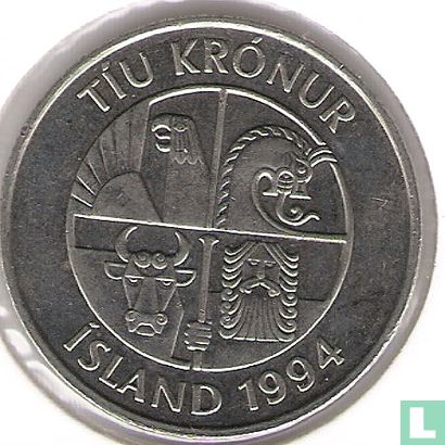 Island 10 Krónur 1994 - Bild 1