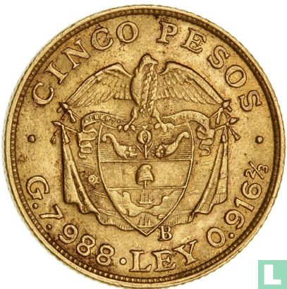 Kolumbien 5 Peso 1922 - Bild 2
