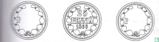 Finlande 25 penniä 1866 - Image 3