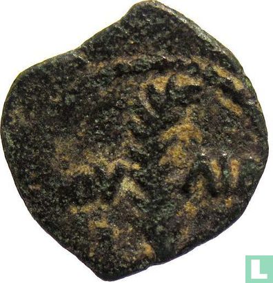 Judea, Procuratoren. Valerius Gratus gouverneur 15-26 n.C., onder Tiberius 14-37, AE Prutah - Afbeelding 2