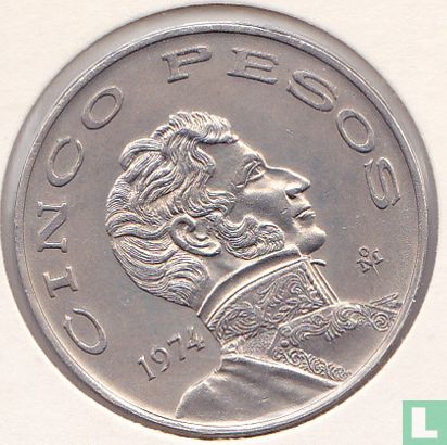 Mexique 5 pesos 1974 - Image 1