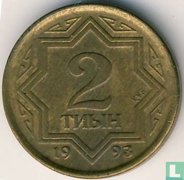 Kazakhstan 2 tyin 1993 (zinc recouvert de laiton) - Image 1