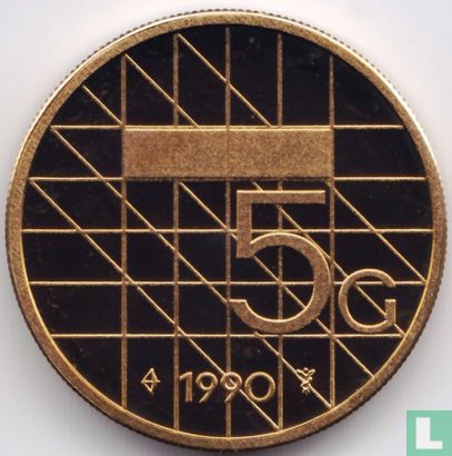 Netherlands 5 gulden 1990 (PROOF) - Image 1