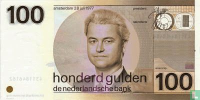 Geert Wilders op briefje van 100 gulden