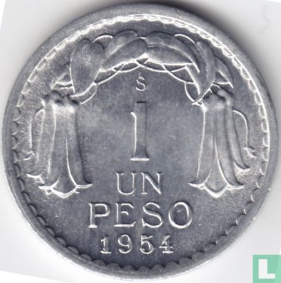 Chile 1 peso 1954 (aluminum) - Image 1