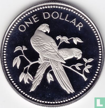 Belize 1 dollar 1978 (PROOF - zilver) "Scarlet macaw" - Afbeelding 2
