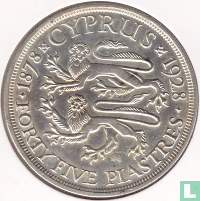 Cyprus 45 piastres 1928 "50th Anniversary of British Rule" - Image 1