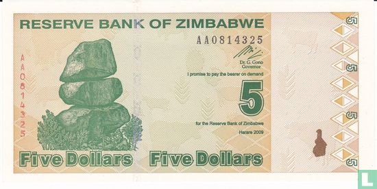 Zimbabwe 5 Dollars 2009 - Image 1