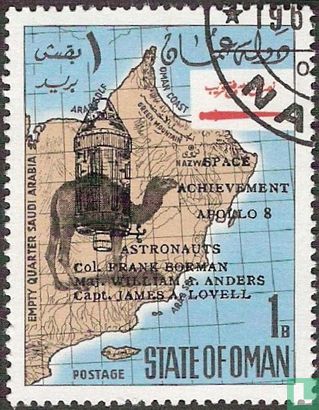 Map of Oman with overprint Apollo 8