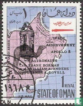 Karte von Oman mit Aufdruck Apollo 8