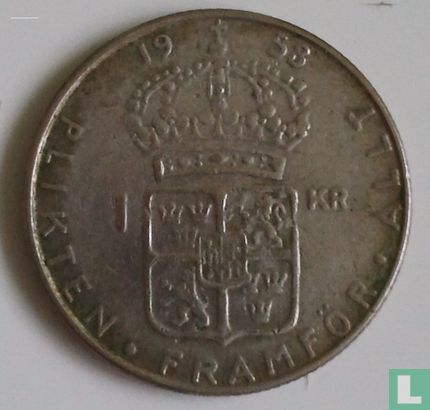 Suède 1 krona 1958 - Image 1