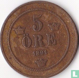 Zweden 5 öre 1891 - Afbeelding 1