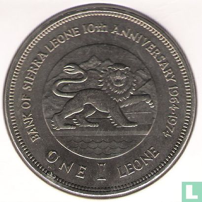 Sierra Leone 1 leone 1974 (copper-nickel) "10th anniversary Bank of Sierra Leone" - Image 1