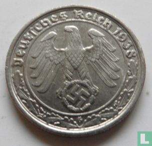 Duitse Rijk 50 reichspfennig 1938 (met hakenkruis - G) - Afbeelding 1