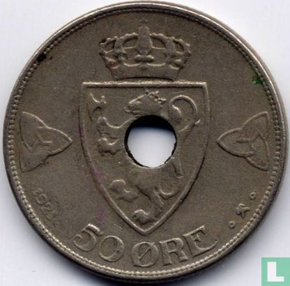 Norway 50 øre 1921 (with hole) - Image 1