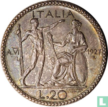 Italië 20 lire 1927 - Afbeelding 1