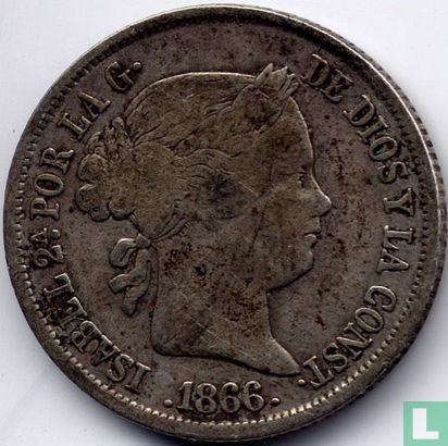 Spain 40 centimos de escudo 1866 (6-pointed star) - Image 1