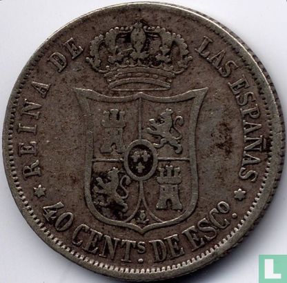 Spain 40 centimos de escudo 1866 (6-pointed star) - Image 2