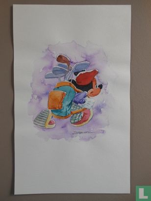 Original watercolour by Mickey Mouse-Golf-Kim Raymond  - Image 2