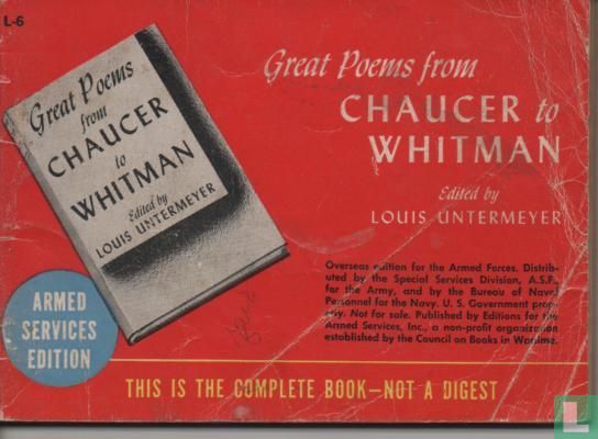Great poems from Chauser to Whitman  - Afbeelding 1