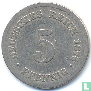 German Empire 5 pfennig 1876 (G) - Image 1