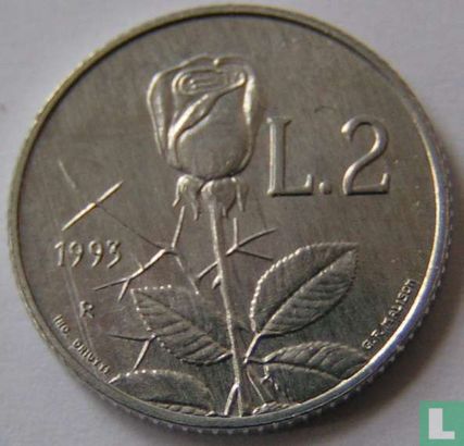 San Marino 2 lire 1993 - Afbeelding 1