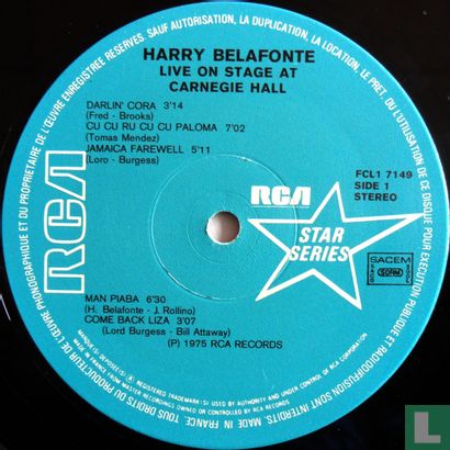 Harry Belafonte Live on Stage at Carnegie Hall - Afbeelding 3