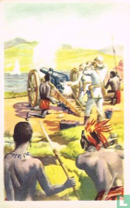 Een salvo uit het nieuwe Krupp-kanon overtuigt de inboorlingen van "Bula-Matari's" macht - Afbeelding 1