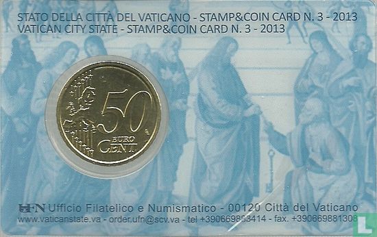 Vatican 50 cent 2013 (stamp & coincard n°3) - Image 2