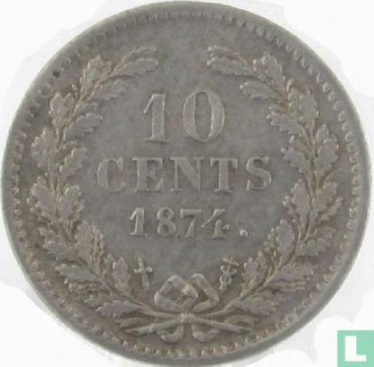 Netherlands 10 cents 1874 (sword) - Image 1