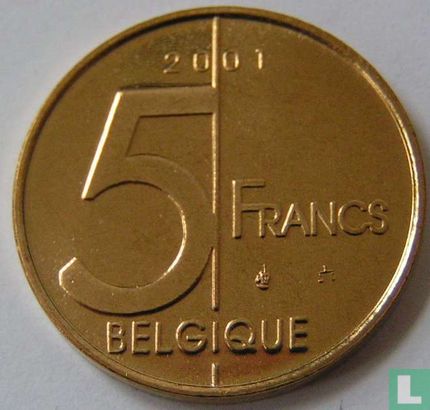 Belgium 5 francs 2001 (FRA) - Image 1