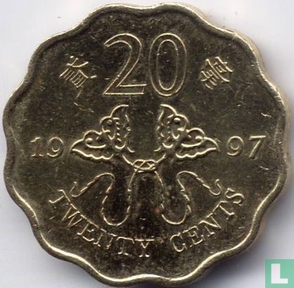 Hong Kong 20 cents 1997 "Retrocession to China" - Afbeelding 1
